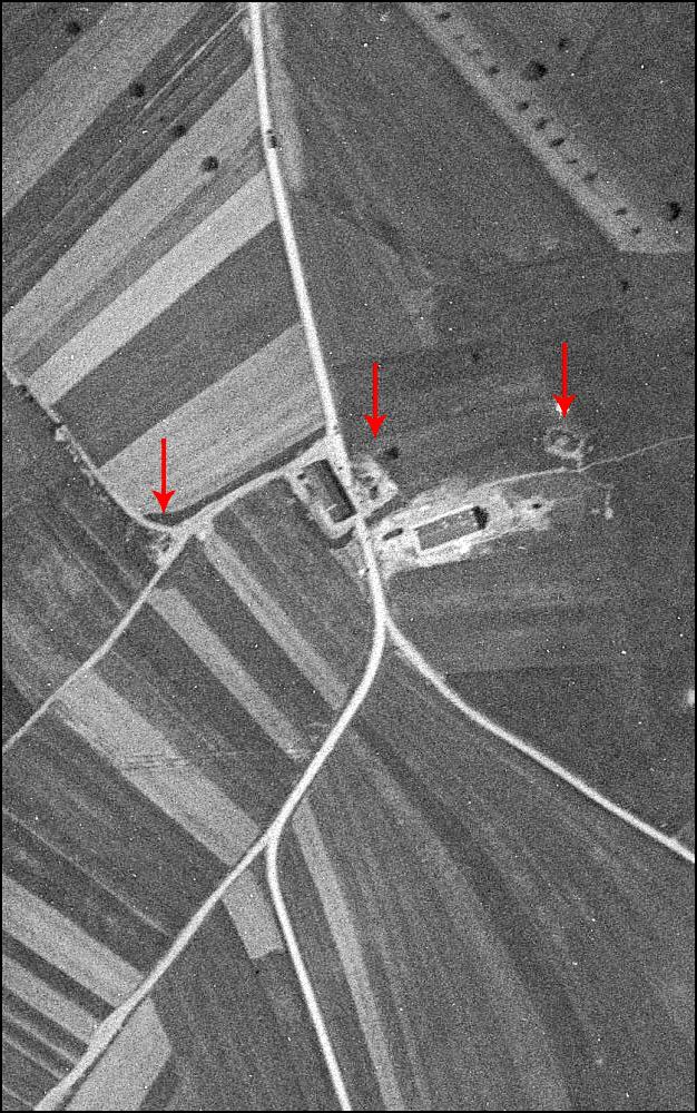 Ligne Maginot - WIESVILLER OUEST (AVANT POSTE) - (Blockhaus pour arme infanterie) - L'emplacement des trois blockhaus - IGN