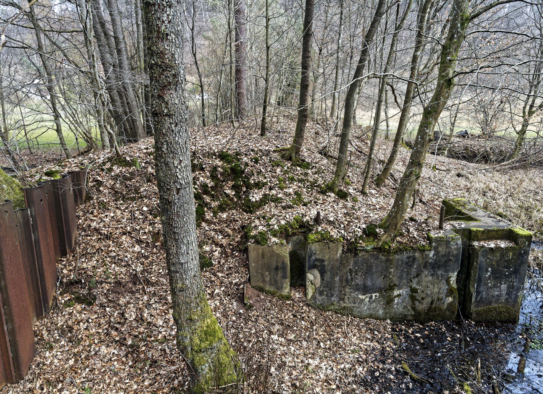Ligne Maginot - WINECKERTHAL (BARRAGE 11) - (Inondation défensive) - Le déversoir a été drainé à l'aide de palplanches. Le Schwarzbach a été détourné vers le nord autour du déversoir. - Jürgen Morr
