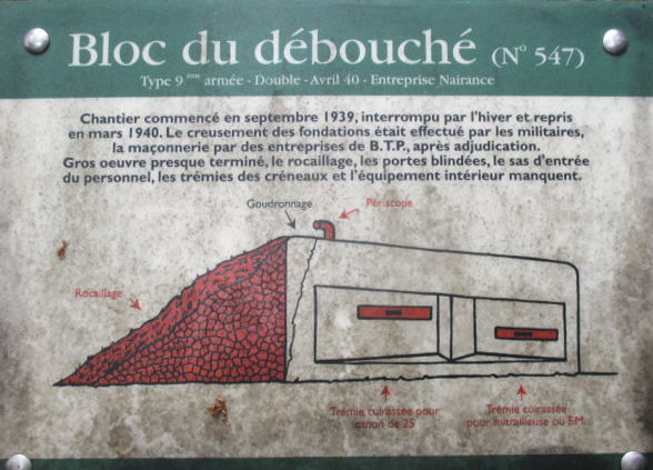 Ligne Maginot - A5 - LE DEBOUCHE - (Blockhaus pour canon) - Plaque explicative apposée à proximité du blockhaus. - Randonneur62