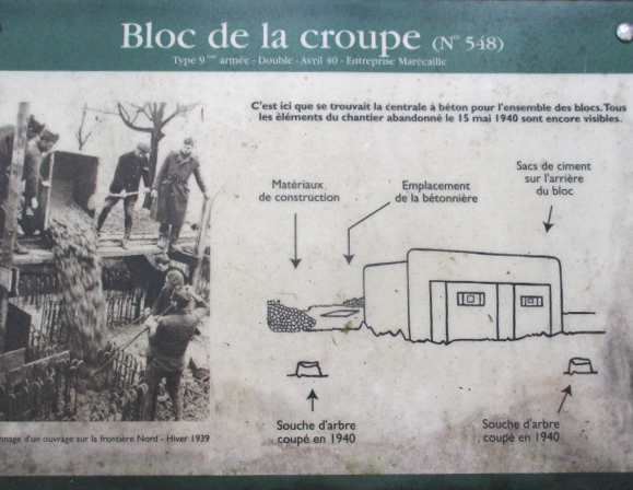 Ligne Maginot - A6 - LA CROUPE - (Blockhaus pour canon) - Plaque explicative  implantée à proximité du blockhaus. - Randonneur62