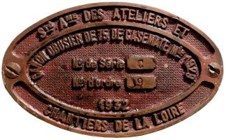 Ligne Maginot - Canon-obusier de 75 mm modèle 1929 - Ouvrage du Hackenberg
Plaque constructeur 