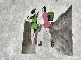 Ligne Maginot - BREHAIN - A6 - (Ouvrage d'artillerie) - Bloc 6
Peinture murale représentant deux femmes (restauration numérique)