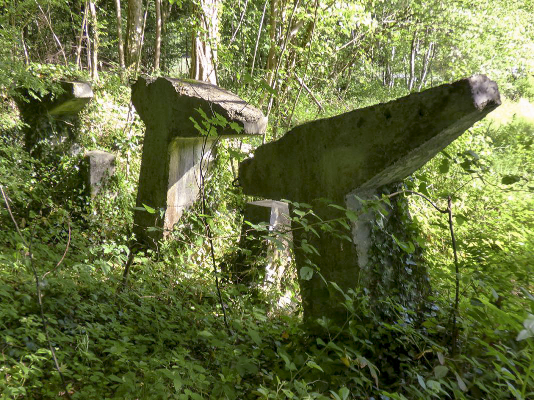 Ligne Maginot - B817 - LA GALOPERIE NORD - (Blockhaus pour canon) - L'obstacle anti char trés particulier entre le blockhaus et la frontiére. - JMBrams