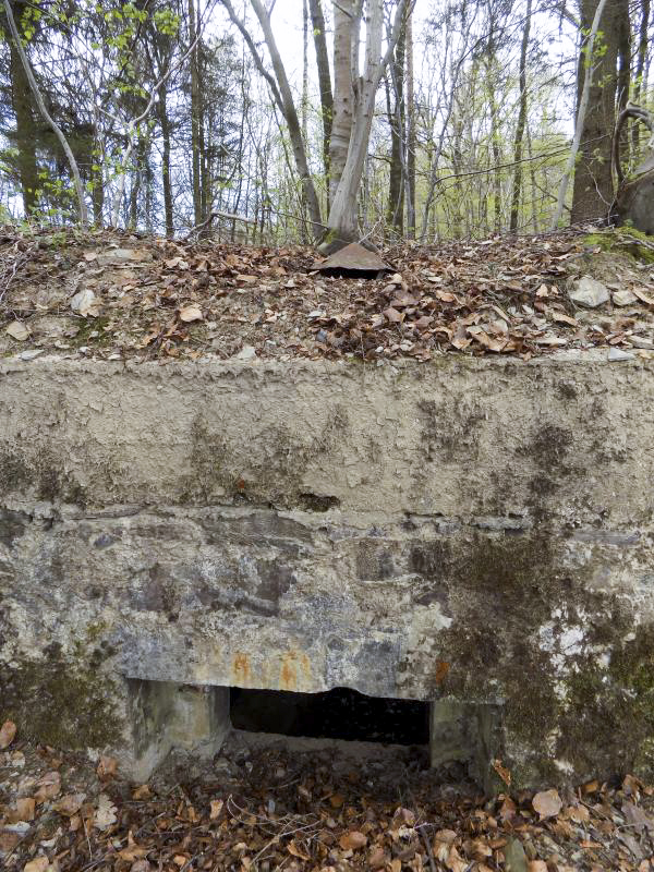 Ligne Maginot - BA105 - ROUTE DE REVIN 2 - (Blockhaus pour canon) - Face frontale créneau AC, 
En toiture, noter la cheminée - R Tucker