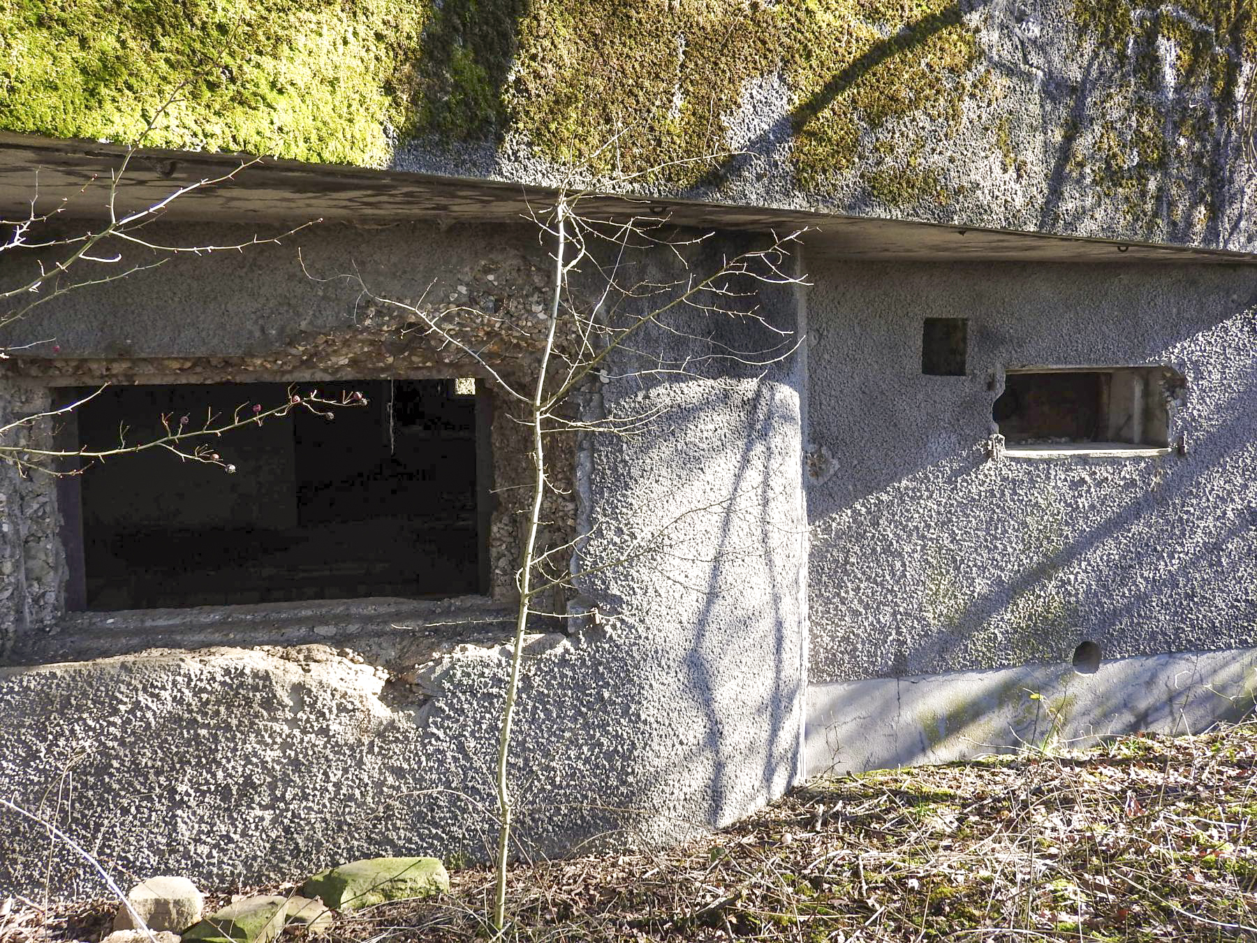 Ligne Maginot - MC13B - MC14 - (Casemate d'infanterie - double) - Les créneaux anti-char et mitrailleuse de flanquement Ouest. - STENGER Mathieu