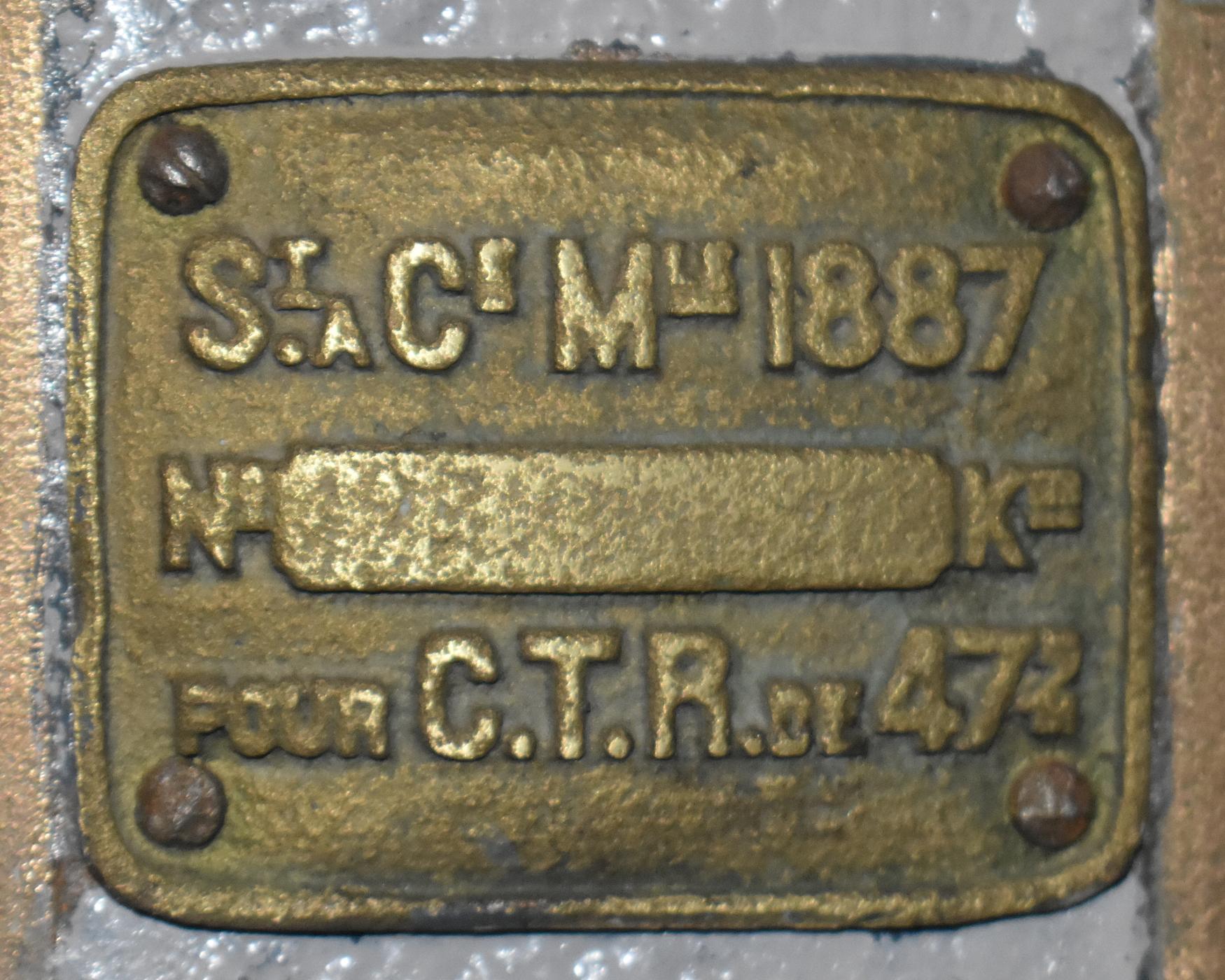 Ligne Maginot - Plaque de l'affût crinoline du canon 47 - Plaque constructeur de l'affût crinoline mle 1887