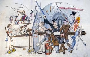 Ligne Maginot - BOUSSE - A24 - (Ouvrage d'infanterie) - 'La médecine'
Peinture murale réalisée par le Lt GENDRE, la peinture la plus connue de cet ouvrage