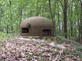 Ligne Maginot - BOIS DE KLANG - X24 (QUARTIER KLANG - III/164° RIF) - (Abri) - Cloche GFM de l'entrée gauche
Noter les créneaux décalés destinés à permettre le flanquement du flanc de colline