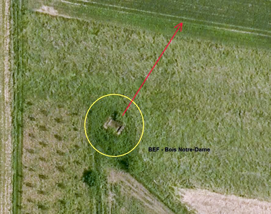 Ligne Maginot - BEF 367 - BOIS NOTRE-DAME (Blockhaus pour canon) - Le plan est bien reconnaissable - Google Earth