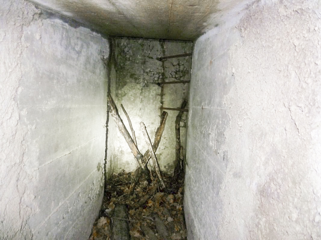 Ligne Maginot - MC11 -  AC7B  - NONNENWALD - (Casemate d'artillerie) - Le couloir derrière le créneau pour le FM a droite du canon, avec une sortie vers le toit - AsH