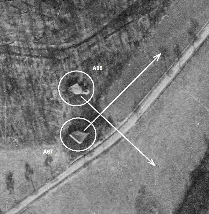 Ligne Maginot - TROIS FONTAINES NORD - (Blockhaus lourd type STG / STG-FCR - Simple) - Le puits de cloche de A66 est bien visible, attestant son type B1 - IGN