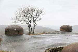 Ligne Maginot - EINSELING NORD - C72 - (Casemate d'infanterie) - En hiver...
A gauche cloche GFM type A, à droite cloche GFM modifiée en type B