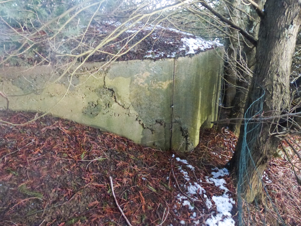 Ligne Maginot - BX - LA CROIX SIMON 2 - (Blockhaus pour canon) - La coté gauche encore visible. Il comporte un créneau pour mitrailleuse orienté au sud-ouest  - David HARMAND