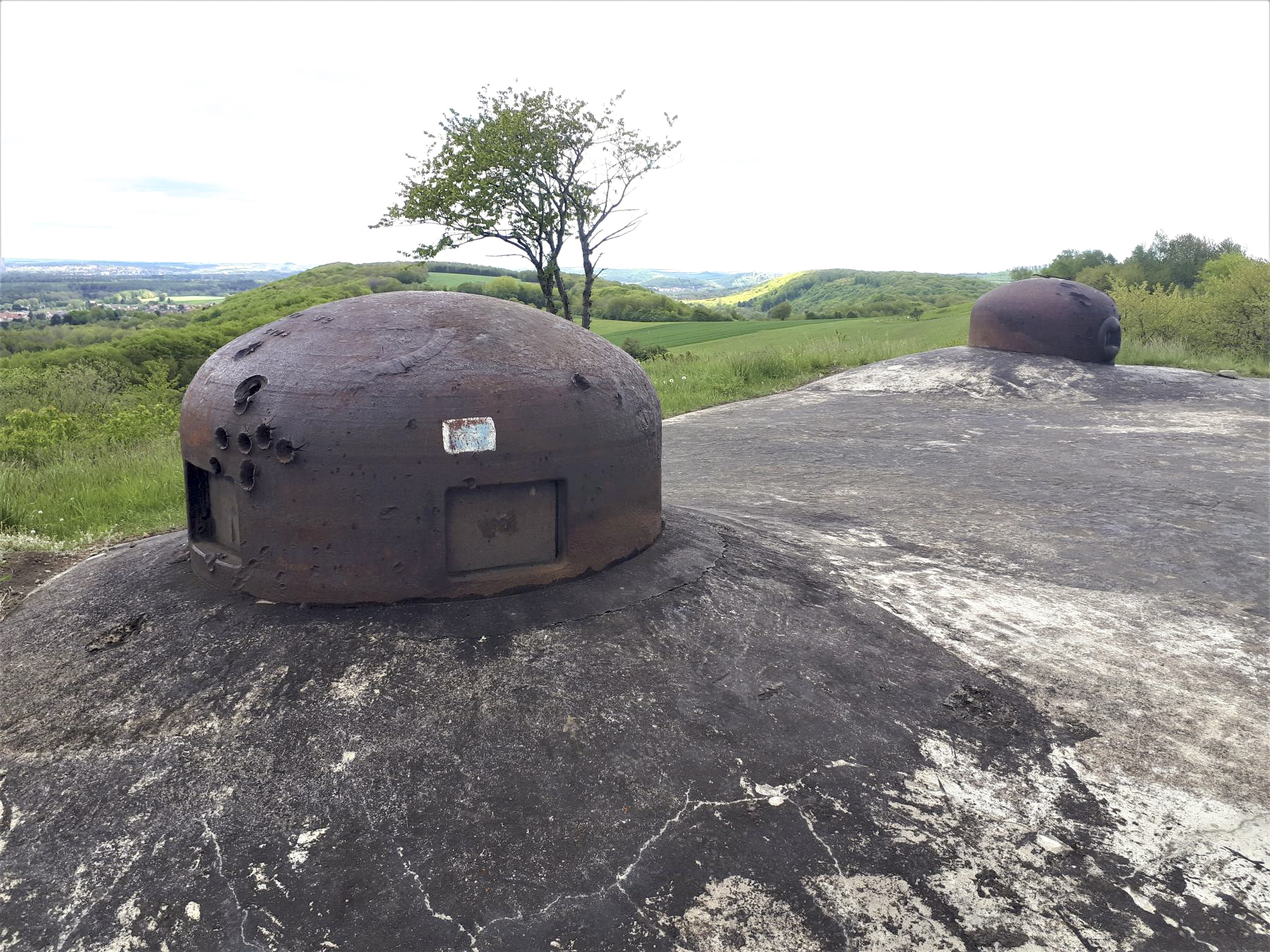 Ligne Maginot - EINSELING NORD - C72 - (Casemate d'infanterie) - Au printemps...
A gauche cloche GFM type A, à droite cloche GFM modifiée en type B - Gregory Fuchs