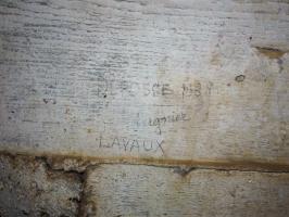 Ligne Maginot - 66TER - BOIS LE SART NORD - (Blockhaus pour arme infanterie) - Intérieur du bloc.
Inscriptions sur le mur de fond (DEFOSSE PERGNIER LAVAUX 1938)