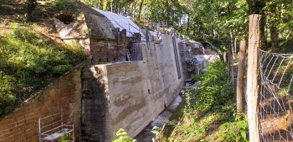 Ligne Maginot - FORT DUCROT - (PC de Secteur) - Fossé du front de gorge
Travaux d'étanchéité sur le masque bétonné