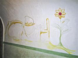 Ligne Maginot - FORT DUCROT - (PC de Secteur) - Fresque en cours de restauration
Elle représente les progrès de l'artillerie, ici une catapulte rudimentaire