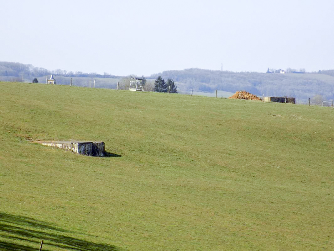 Ligne Maginot - LE CHENELET CENTRE - (Blockhaus pour canon) - Pris du sud-est: Le Chenelet Centre à gauche et 10A à droite - R Tucker
