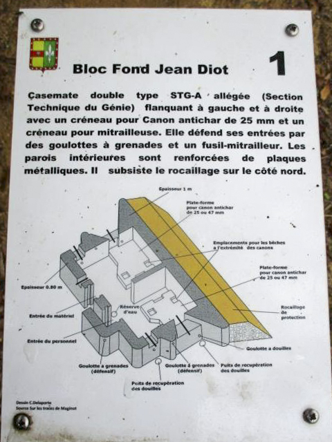 Ligne Maginot - A36 - FORT JEAN DIOT - (Blockhaus pour canon) - Plaque explicative implantée à proximité du blockhaus. - Randonneur62