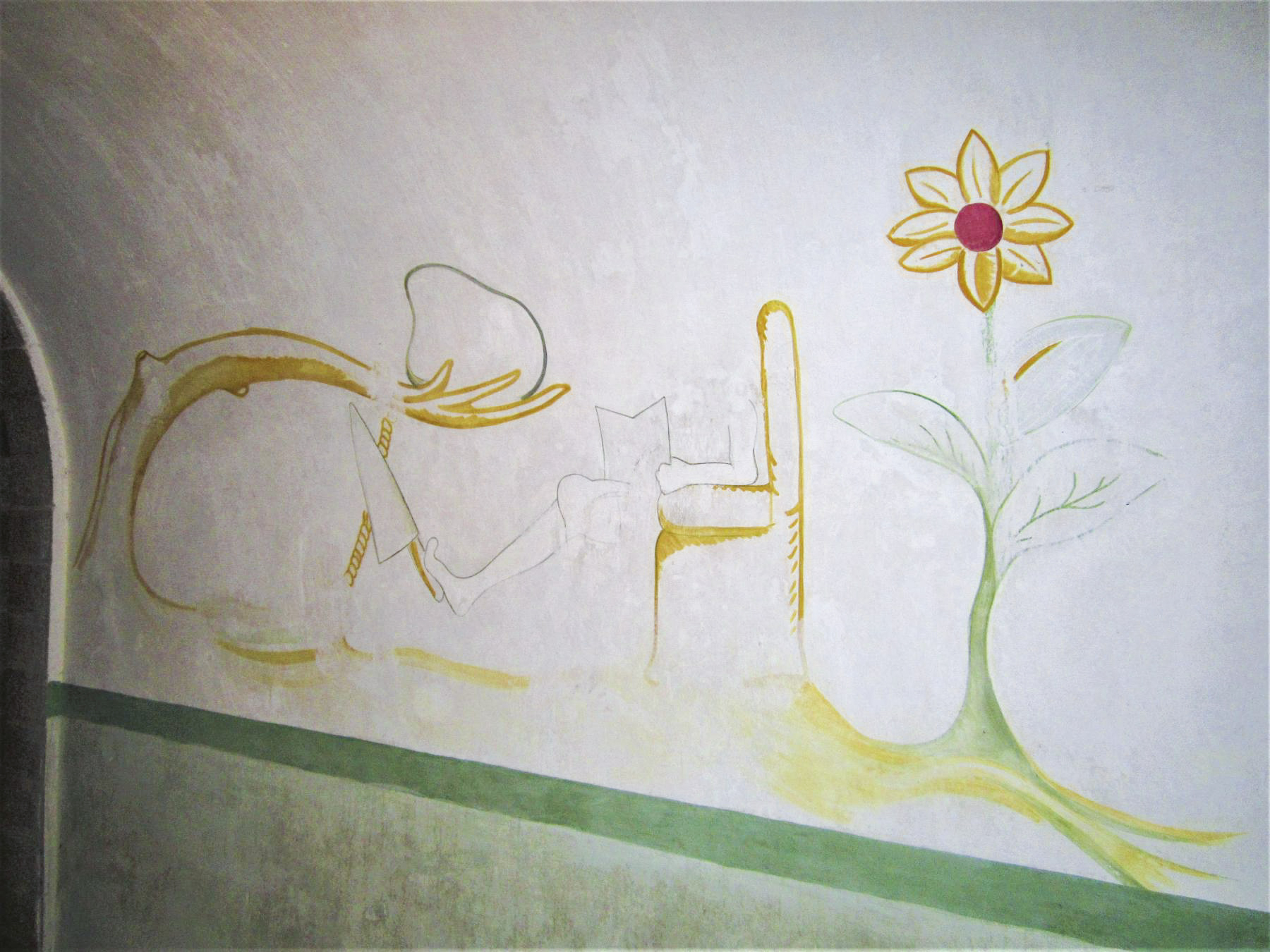 Ligne Maginot - FORT DUCROT - (PC de Secteur) - Fresque en cours de restauration
Elle représente les progrès de l'artillerie, ici une catapulte rudimentaire - G. Fuchs