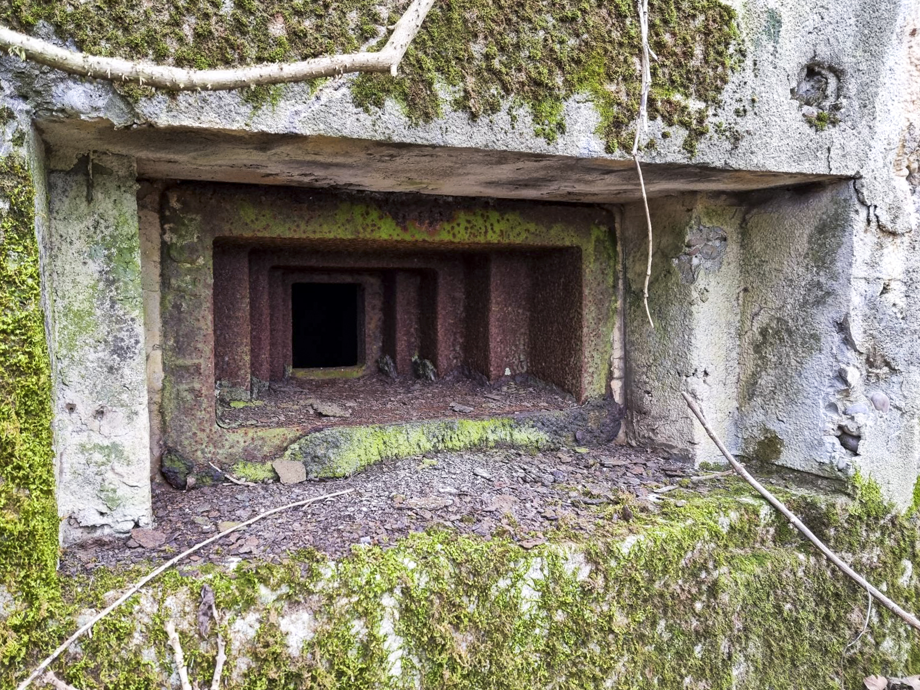 Ligne Maginot - BOIS DE PONTPIERRE NORD - (Blockhaus pour arme infanterie) - Le créneau de tir avec la trémie pour mitrailleuse - DK_Antoine4