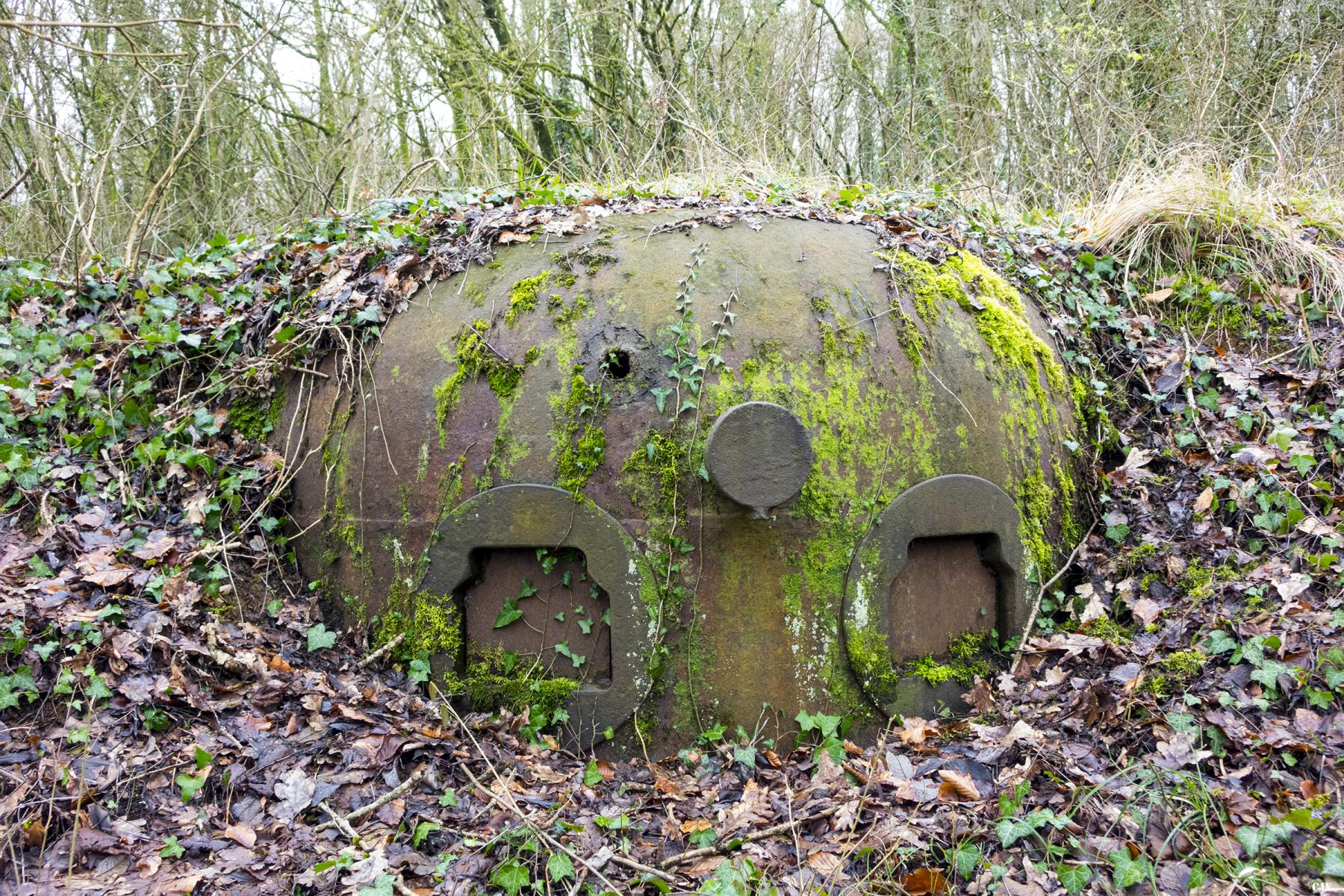 Ligne Maginot - VELOSNES - (Ouvrage d'artillerie) - Bloc 3
Cloche pour arme mixte
Noter l'impact au-dessus du créneau gauche - Lia VERMEULEN