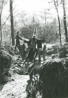 Ligne Maginot - Pièce de 155C Saint-Chamond mle 1915 - L'une des pièces du II° groupe du 159°RAP en position dans la foret de la Hardt.
La pièce a été sabotée lors du repli du 159° RAP, la photo prise par les allemands en 1940