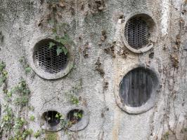 Ligne Maginot - COL DE GARDE (G) - EO10 - (Abri actif) - Bloc 1
Les différentes sorties pour l'air vicié et les gaz moteur.