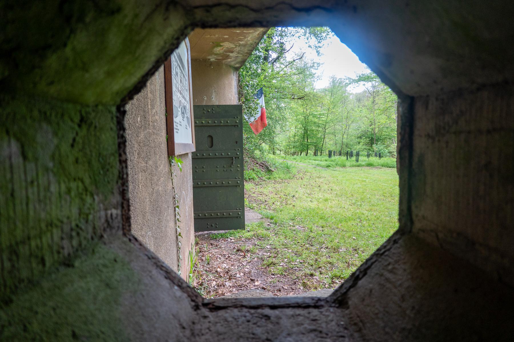 Ligne Maginot - HEIDENBUCKEL - (Abri) - Vue à travers le créneau FM droit de la caponnière centrale  - Michel Teiten