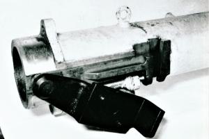 Ligne Maginot - Canon-obusier de 75 mm modèle 1932 sous casemate (75 32) - Ouvrage de Fermont bloc 4
Support du tube - Détail partie avant