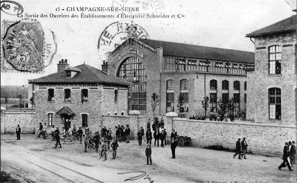 Ligne Maginot - SCHNEIDER-WESTINGHOUSE (SW) - Le Matériel électrique SW - Schneider-Westinghouse 
Les usines de Champagne sur Seine ou ont été produits les matériels SW équipant la ligne Maginot.

Carte postale 
