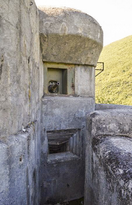 Ligne Maginot - CASTILLON (CN) - EO8 - (Ouvrage d'artillerie) - Bloc 3
Créneaux pour canon de 75 (au dessus) et mortier de 81 mm (en partie basse)
Les supports de l'antenne radio sont visibles sur la droite de la photo - ukmaginot