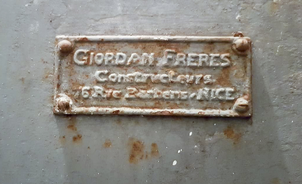 Ligne Maginot - RIMPLAS (RS) - (Ouvrage d'artillerie) - Plaque de constructeur sur une des portes - ELLENA - CUNY