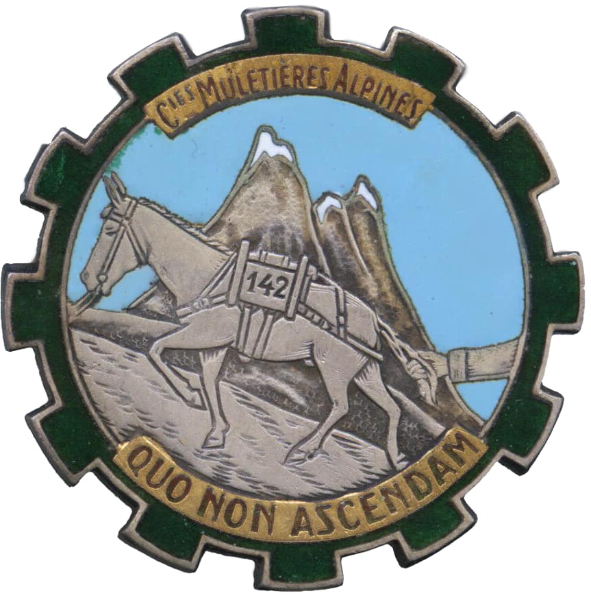 Ligne Maginot - 142/54 Compagnie muletière - Insigne de la 142° Compagnie muletière (142/54)
Secteur Fortifié de Savoie
