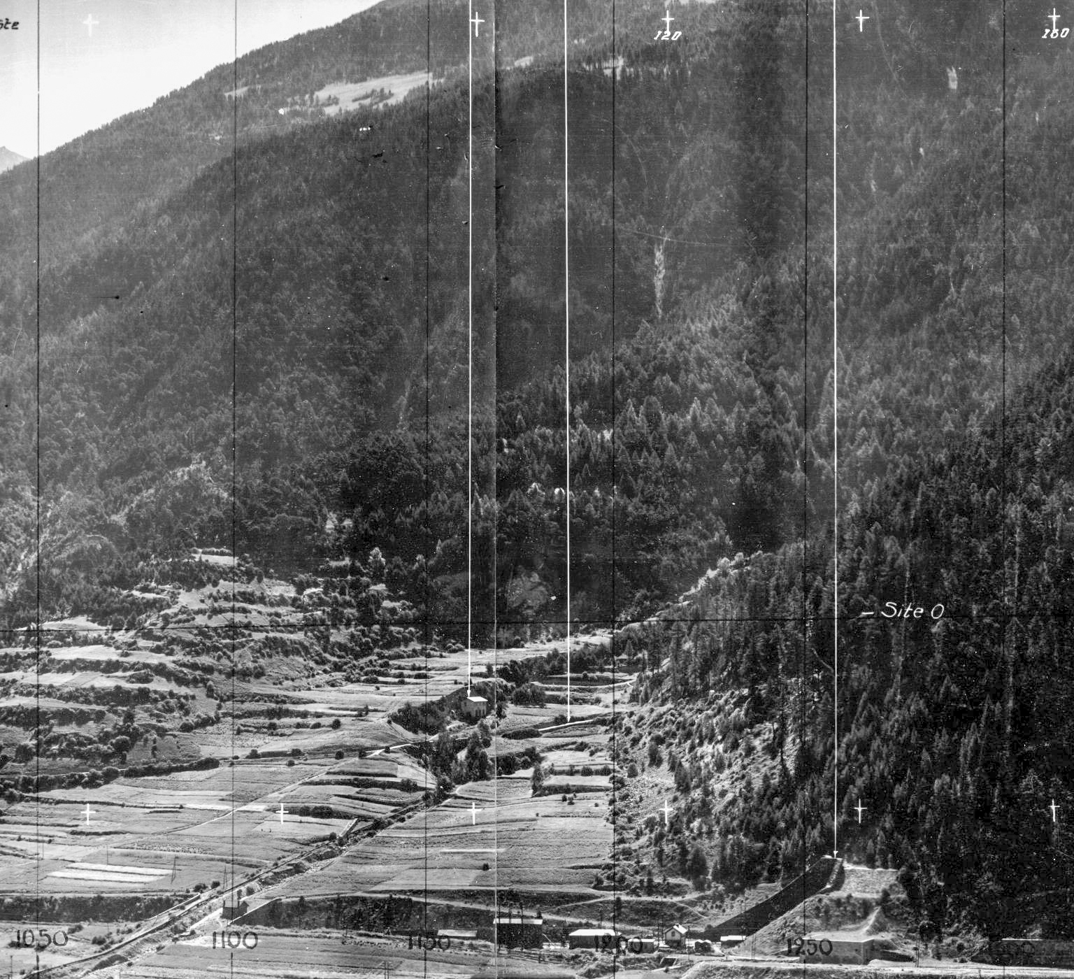 Ligne Maginot - RIEUX ROUX 2 - TUNNEL FERROVIAIRE - (Blockhaus pour arme infanterie) - Extrait de la photo panoramique de l'observatoire  du fort de Replaton montrant le tunnel du Fréjus et ses abords en 1933 - 14 CA - Section topographique
