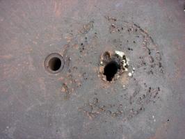 Ligne Maginot - METRICH - A17 - (Ouvrage d'artillerie) - Bloc 5
Seconde cloche GFM.
Essai d'explosif à charge creuse.