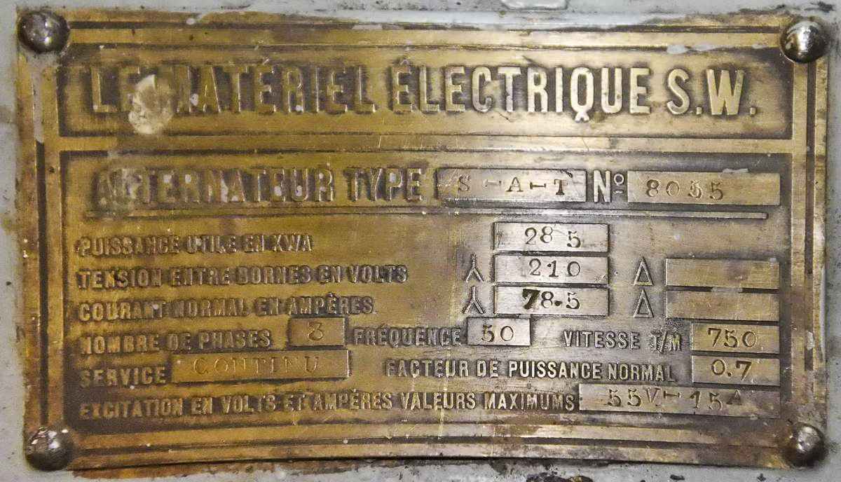 Ligne Maginot - SENTZICH - A16 - (Ouvrage d'infanterie) - Plaque de l'alternateur - S.W. Schneider-Westinghouse. - D.Froehly
