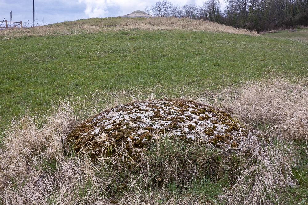 Ligne Maginot - SENTZICH - A16 - (Ouvrage d'infanterie) - Cloche factice en béton dominée par l'ouvrage dont on voit la tourelle mitrailleuse - Michel Teiten