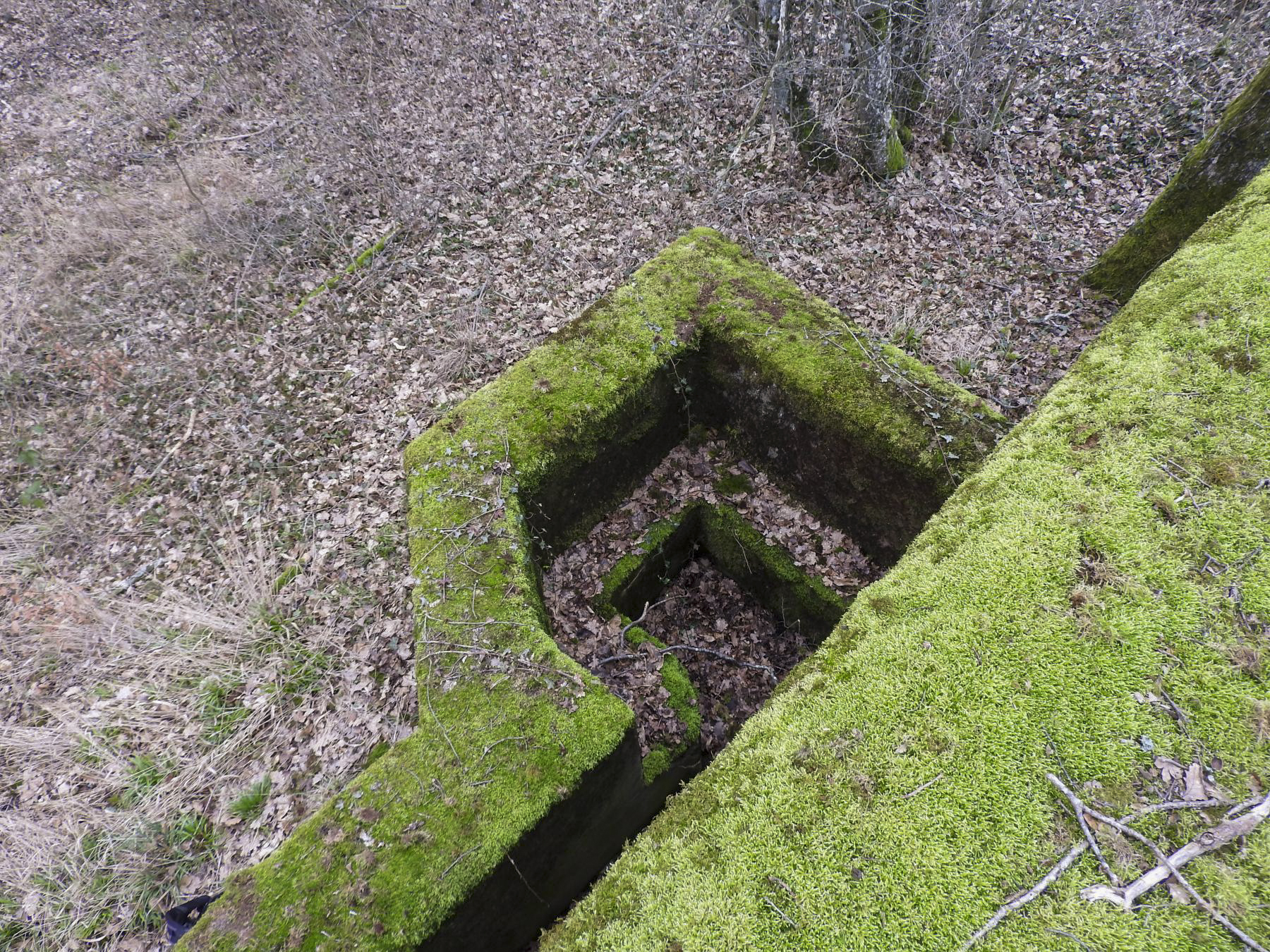 Ligne Maginot - MOLSCHPRICH NORD - (Blockhaus pour arme infanterie) - Le parapet bétonné devant l'entrée vu depuis la dalle du blockhaus. - STENGER Mathieu