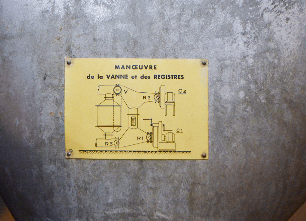 Ligne Maginot - Ouvrage de la FERTE - Bloc 1
Salle de neutralisation du bloc
Instructions de manœuvre du ventilateur type C1 - LAMBERT Pascal