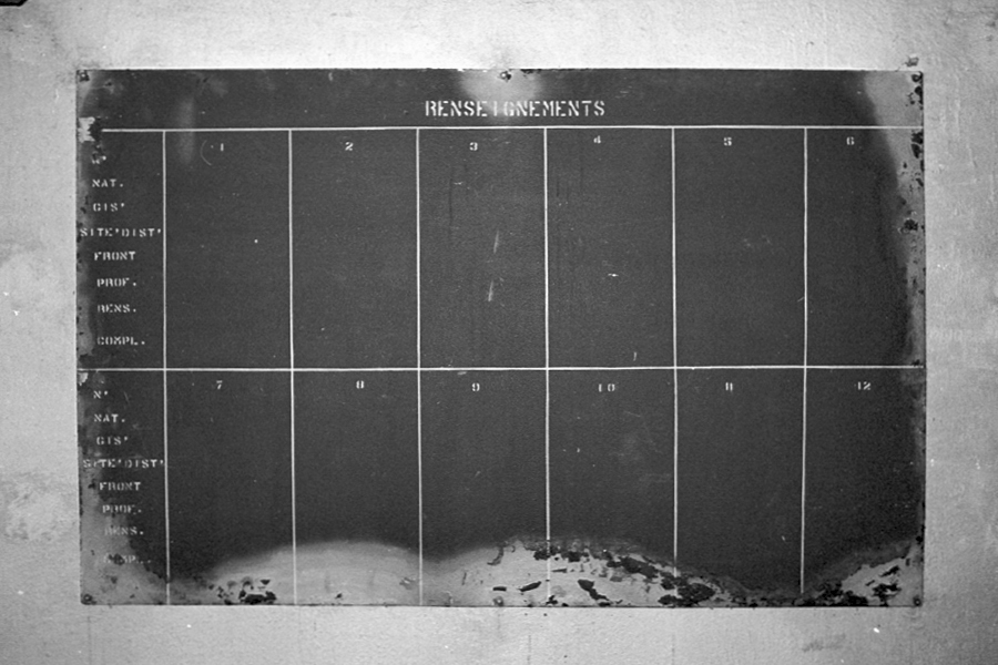 Ligne Maginot - CAP MARTIN - (Ouvrage d'artillerie) - PC artillerie
Tableau de renseignements provenant d'observatoires rattachés - LOVINY Alain