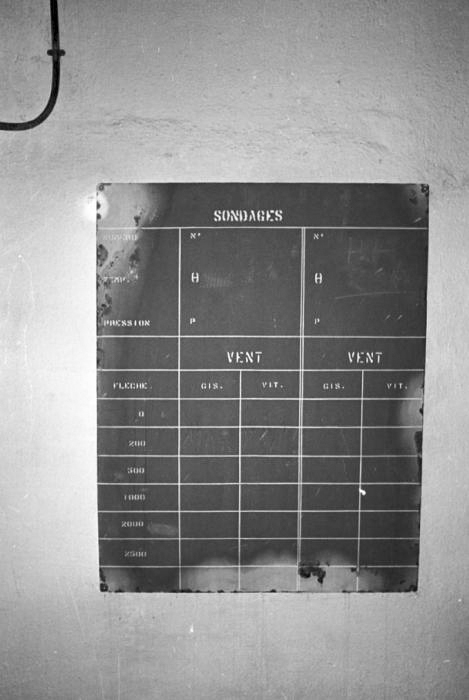 Ligne Maginot - CAP MARTIN - (Ouvrage d'artillerie) - PC artillerie
Tableau des informations météorologiques utilisés pour la correction des tirs - LOVINY Alain