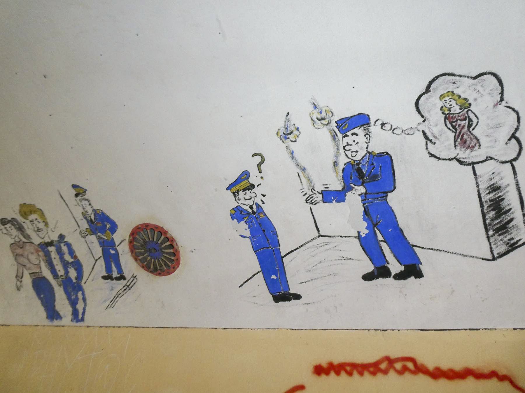 Ligne Maginot - FORT DE LA REVERE - (Casernement) - Décorations datant de la période d'occupation du fort par l'armée de l'air - ELLENA Daniel - CUNY Philippe