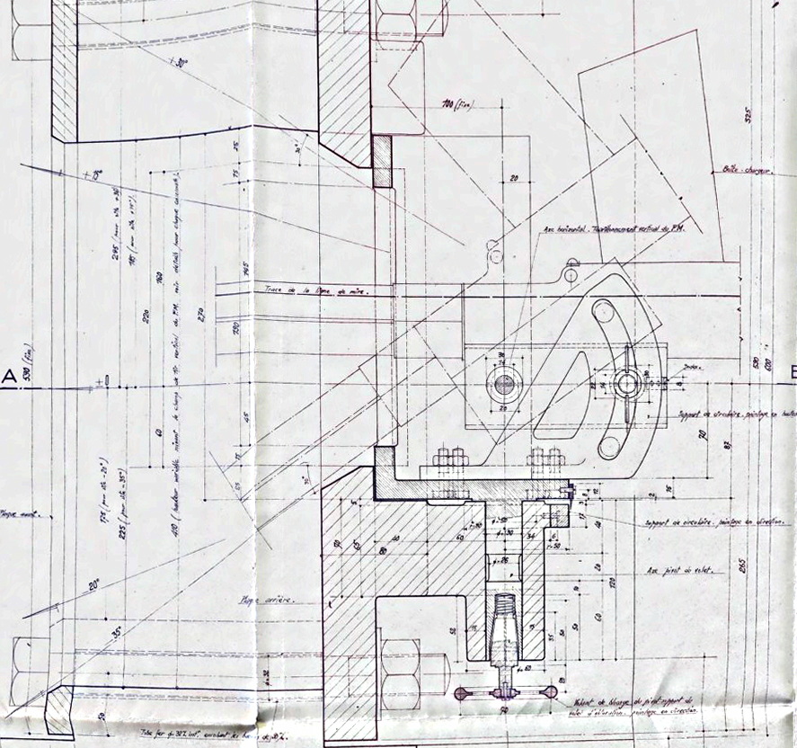 Ligne Maginot - Embrasure pour FM de défense rapprochée type casemates SFAM - Coupe verticale du montage volet/FM