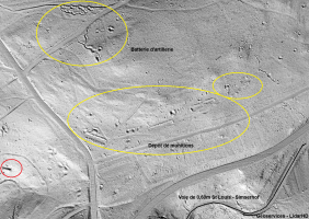 Ligne Maginot - SPITZBERG SUD - (Dépôt de Munitions) - Vue Lidar du dépôt et de son environnement.
