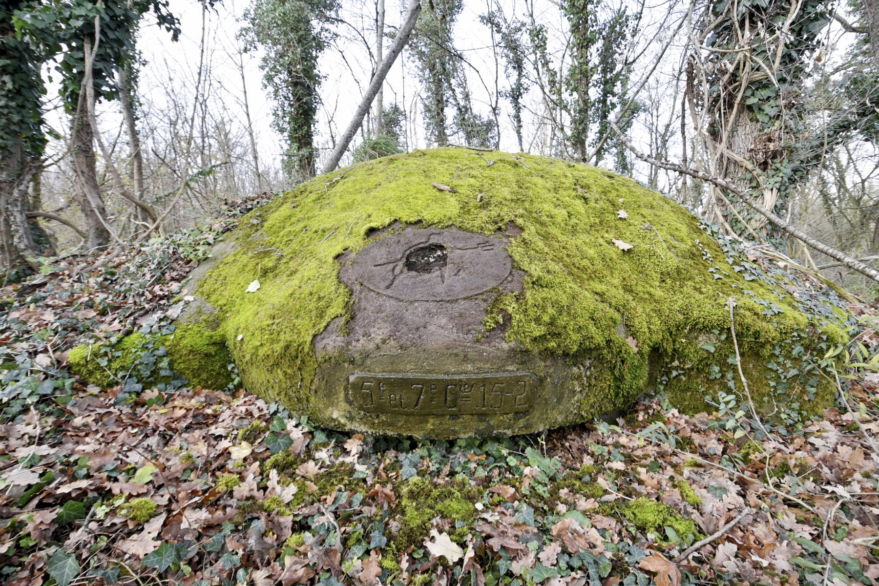 Ligne Maginot - OBERWALD EST SUD - (Blockhaus pour arme infanterie) - Coupole avec les cartouches '5 Cie et 7 Cie du 15-2' ainsi que le Diable rouge - Ludovic KNAPP