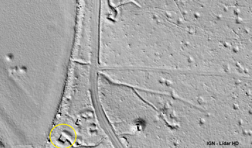 Ligne Maginot - NONNENWALD 11 - (Cuve pour canon) - Vue LIDAR de l'emplacement probable de la cuve, partant de la carte renseignée. - Jean-Michel Jolas