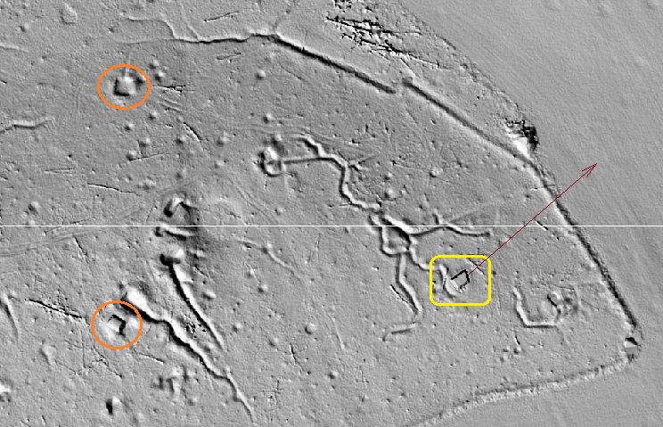 Ligne Maginot - QUATERBRUNNEN - (Blockhaus pour arme infanterie) - Vue lidar du bois. Noter la présence possible d'autres organisations, comme un abri ou une cuve. - Jean-Michel Jolas