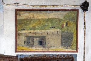 Ligne Maginot - SCHIESSECK - (Ouvrage d'artillerie) - Bureau du chef du Service Electromécanique de l'ouvrage.
Peinture murale de l'Adj Branchereau