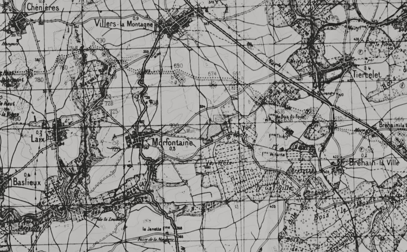 Ligne Maginot - Cartes allemandes de la ligne Maginot - Extrait de la carte 3311 - Audun-le-Roman,
environs de Morfontaine
